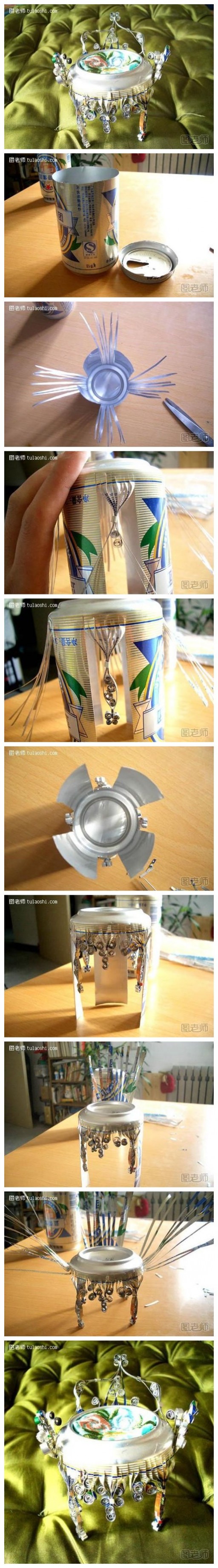 How to make DIY decorative chairs with recyled cans step by step tutorial instructions