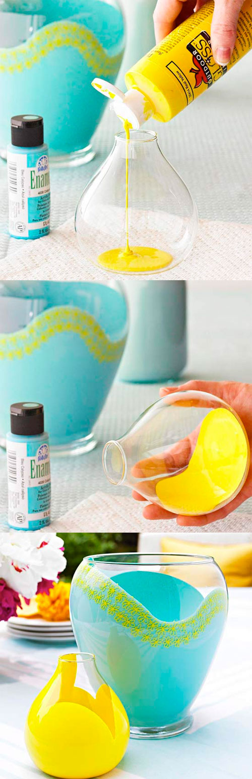How to make DIY multi-color painted vase step by step tutorial instructions