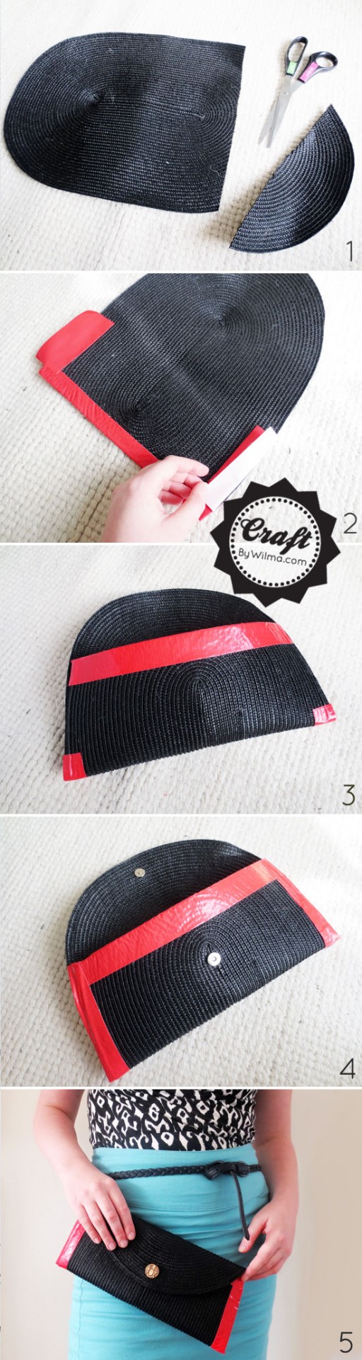 How to make beautiful DIY no sew table mat and duct tape clutch step by step tutorial instructions