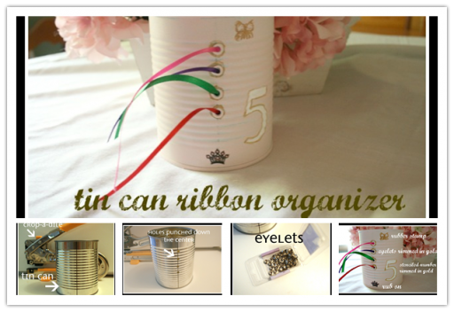 How to make convenient DIY tin can ribbon storage and organization bucket step by step DIY tutorial instructions