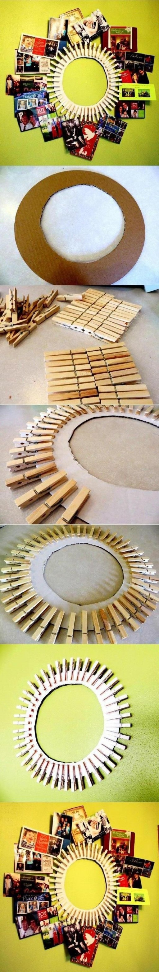 How to make cool DIY clothpin picture frame step by step tutorial instructions