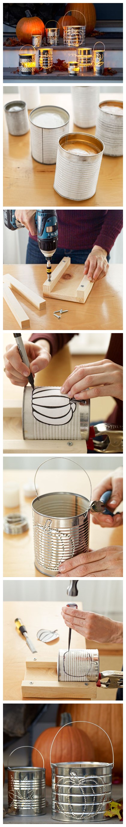 How to make cool DIY tin can lanterns step by step tutorial instructions