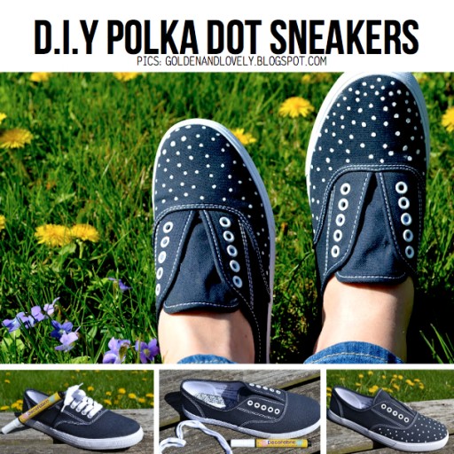 How to make cute DIY polka dot sneakers step by step tutorial instructions