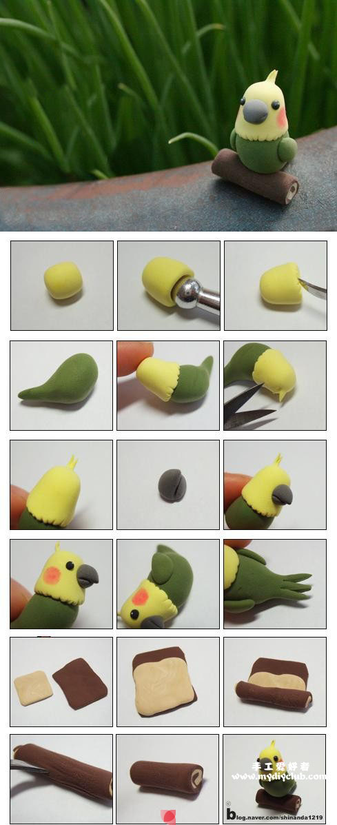 How to make cute clay parrot step by step DIY tutorial instructions