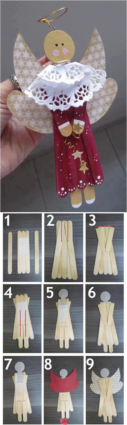 How to make cute popsicle stick angel step by step DIY tutorial instructions