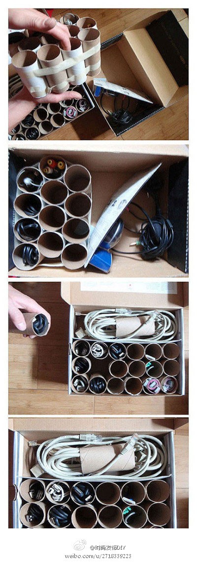How to make eco-friendly DIY toilet paper roll electric wire storage box step by step tutorial instructions