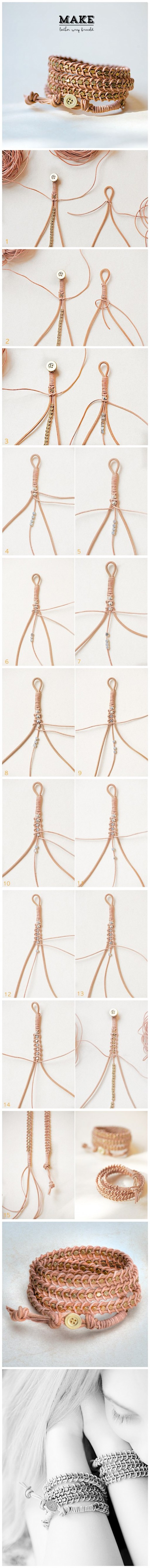 How to make fabulous DIY lether wrap bracelet step by step tutorial instructions