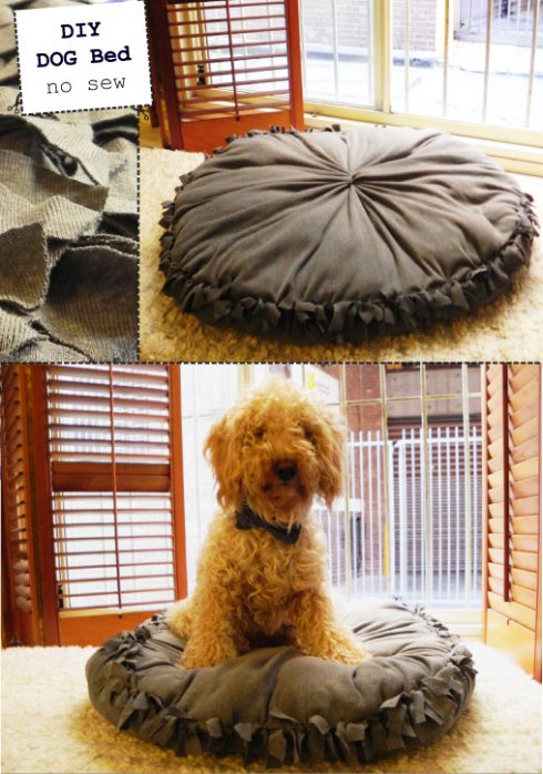 How to make no sew DIY dog bed step by step tutorial instructions