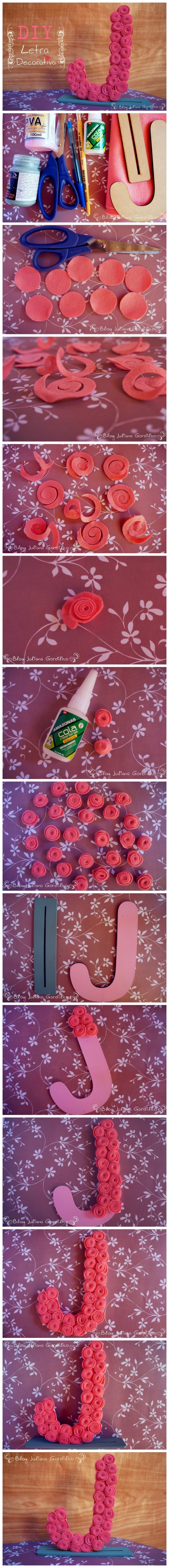 How to make pretty flower letter decorations step by step DIY tutorial instructions