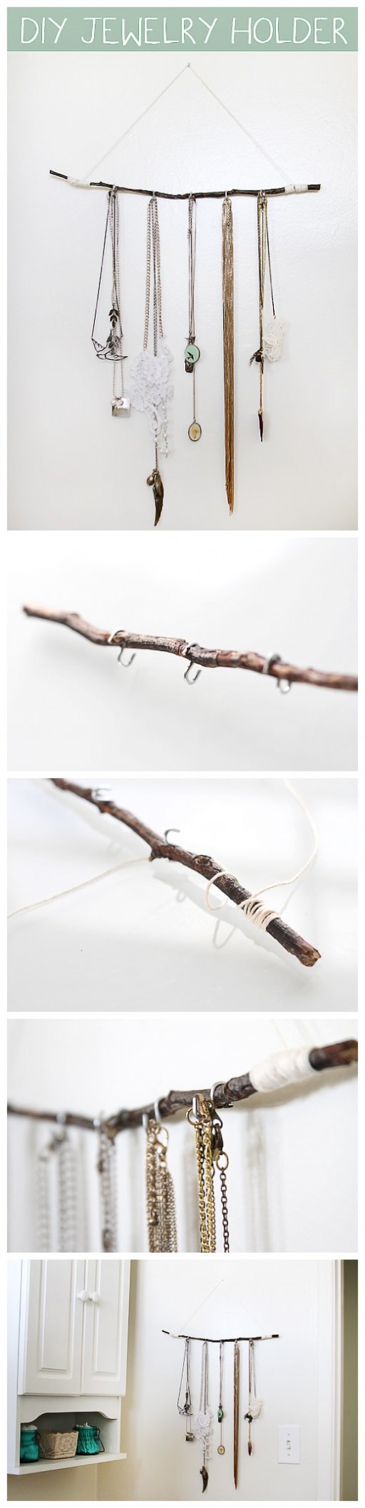 How to make rustic jewelry hanger step by step DIY tutorial instructions