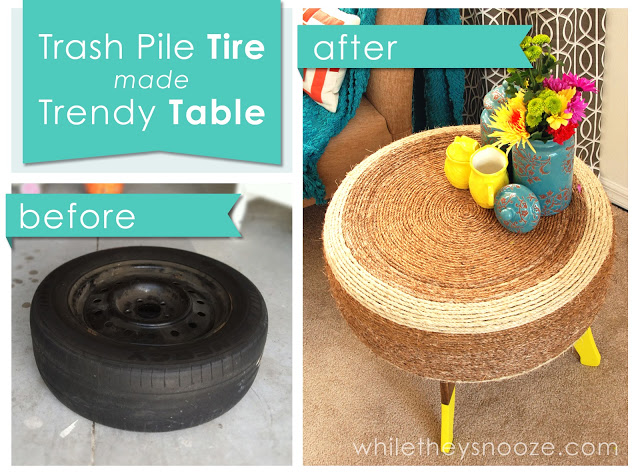 How to make trendy DIY tire table step by step tutorial instructions