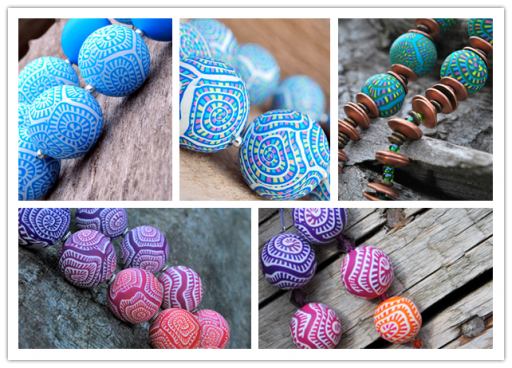How to make wonderful polymer beads with spiral patterns step by step DIY tutorial instructions