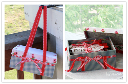 How to re-purpose a shoe box into a picnic basket step by step DIY tutorial instructions