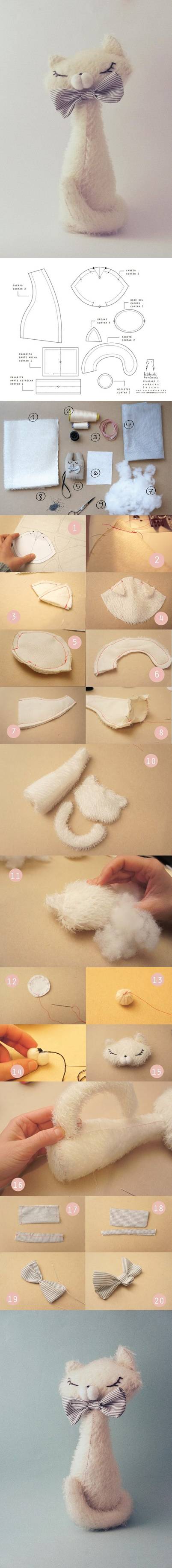 How to sew DIY elegant cat step by step tutorial instructions