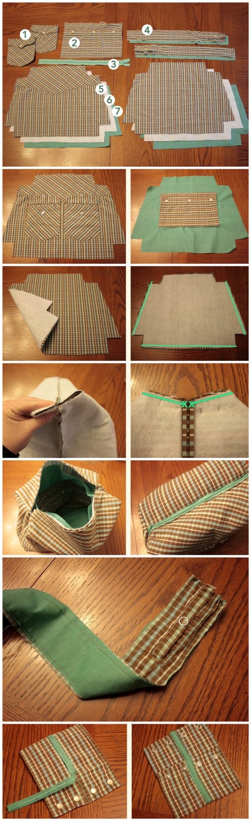 How to upcycle shirts into purses step by step DIY tutorial instructions 2