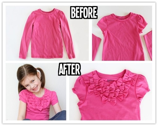 How to turn long sleeves into shorts with added bow front step by step DIY tutorial instructions thumb