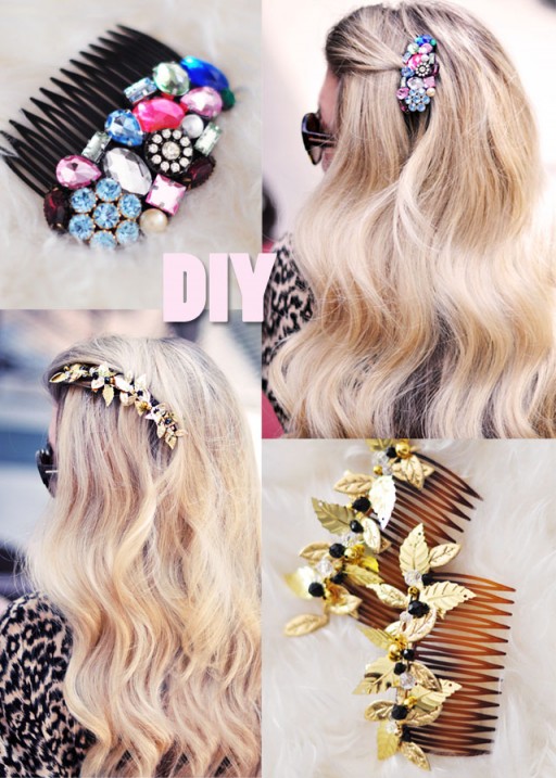 How to make beautiful DIY bejeweled hair combs step by step tutorial instructions
