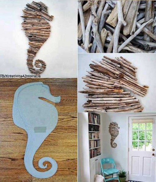 How to make DIY drift wood seahorse wall decoration step by step DIY tutorial instructions