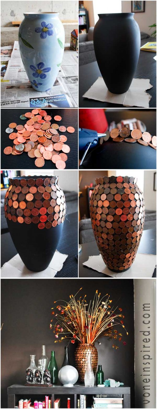 How to make DIY lucky penny vase step by step tutorial instructions 2
