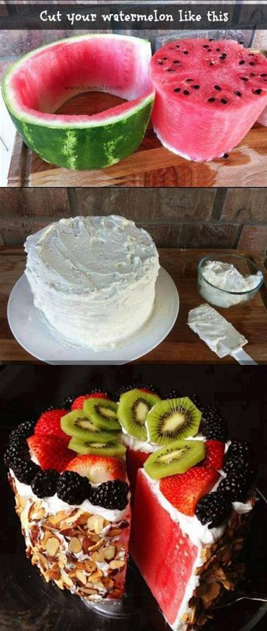 How To Make No Bake WaterMelon Cake Step By Step DIY Tutorial Instructions 2