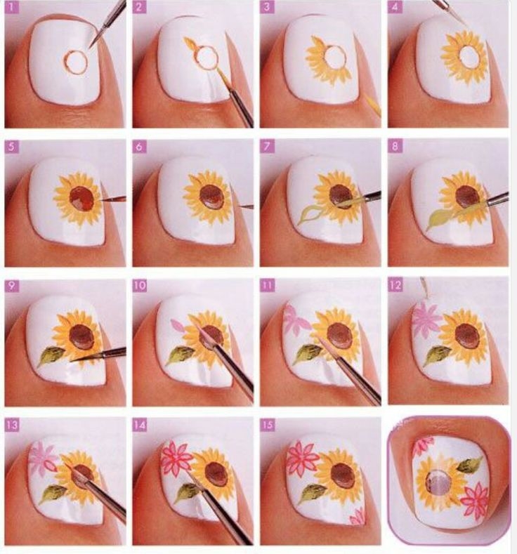 How To Make Cute Sunflower Nail Art Step By Step DIY Tutorial Instructions