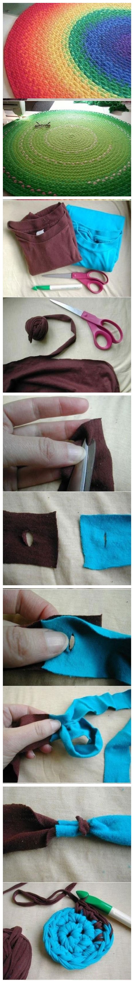 How To Recycle T-shirts Into Rugs Step By Step DIY Tutorial Instructions 2