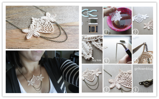 How To Make DIY Tea Dyed Venise Lace Necklace