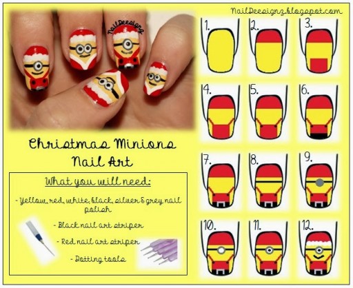 How To Make Christmas Minion Nail Art