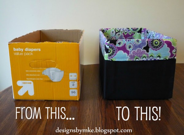 Storage Bins Made From Diaper Boxes