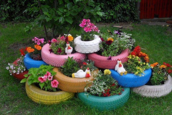 Recycled Tire Planters 1