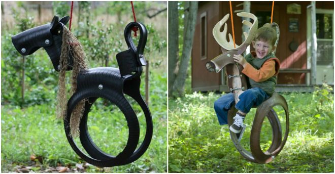 recycled-tires-into-a-horse-tire-swing