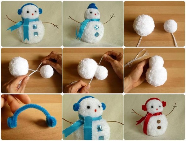 How To Make Pom Pom Snowman 1