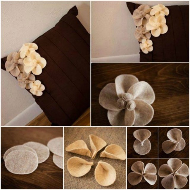 Felt Flower Pillow Tutorial 1