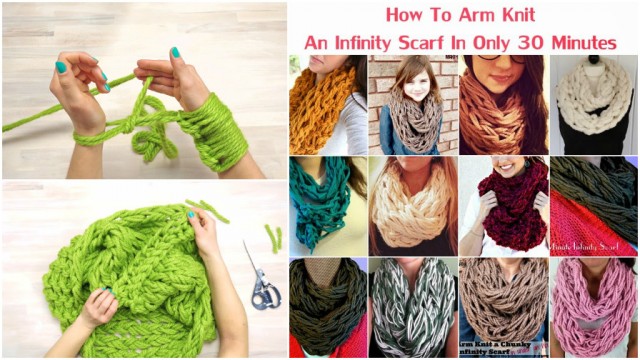 How To Arm Knit An Infinity Scarf