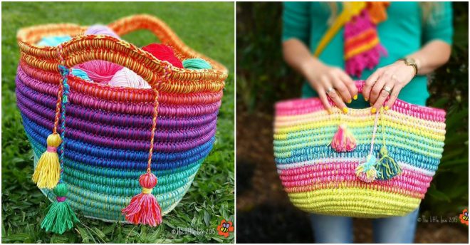 Ropey Rainbow Crochet Basket