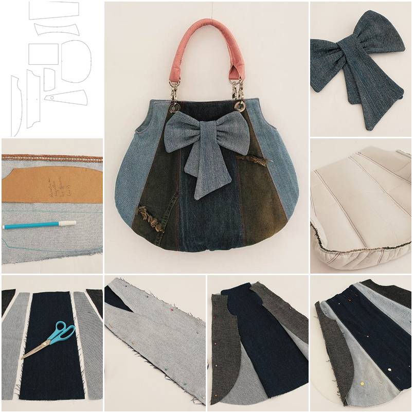 How to make Old Jeans Fashion Bag step by step DIY tutorial