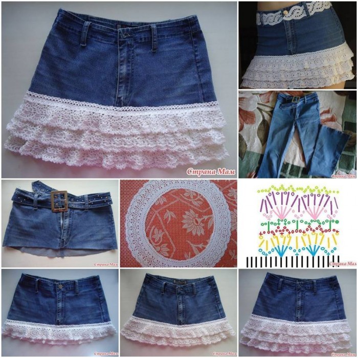How To Make Easy Denim Skirt step by step DIY tutorial instructions