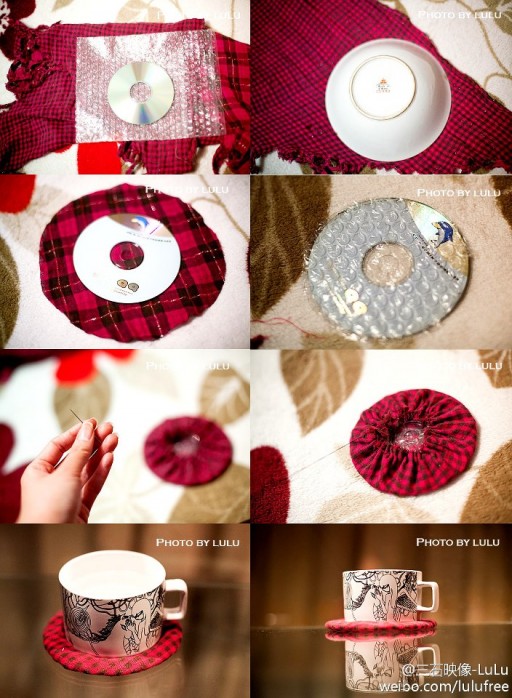 How to make lovely coaster with recycled CD step by step DIY tutorial