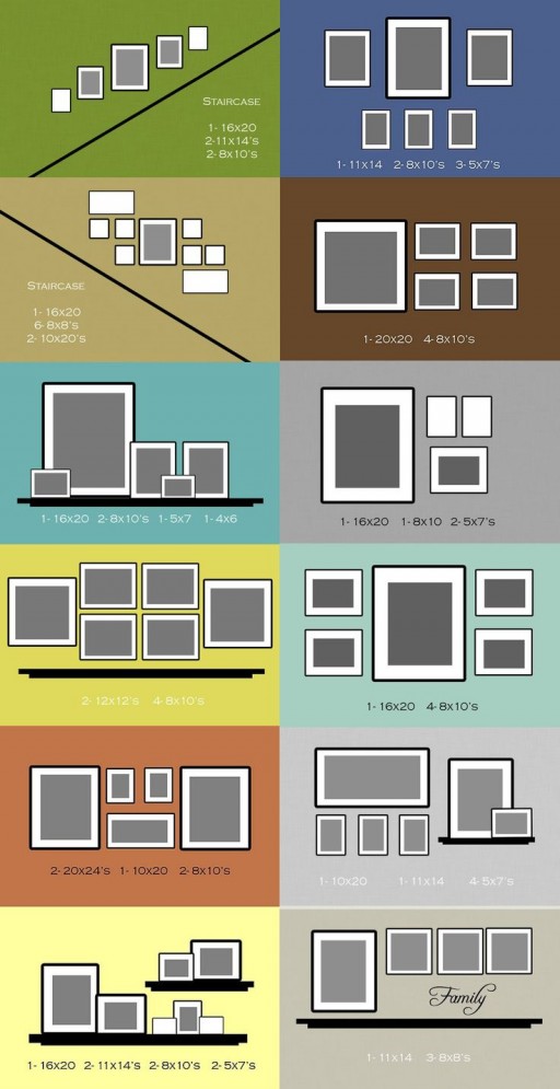 Gallery wall layout with frame sizes - duderety