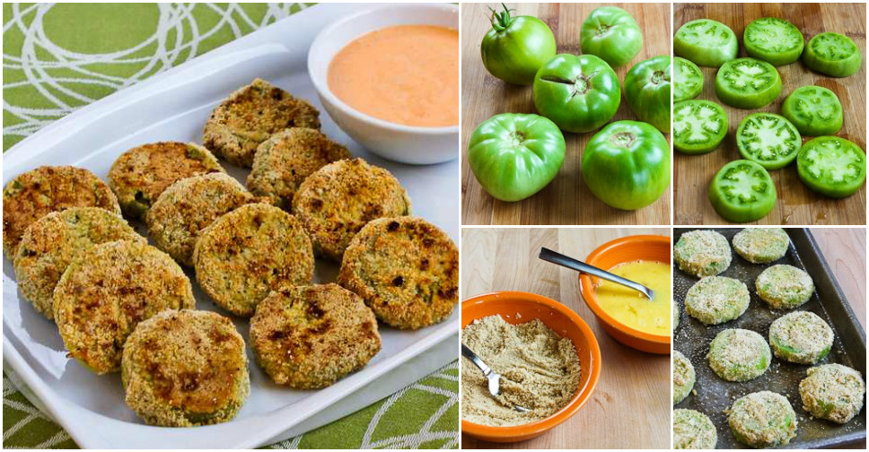OvenFried Green Tomatoes with SrirachaRanch Dipping Sauce Recipe